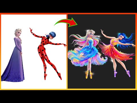 Elsa Frozen & Ladybug Miraculous glow up Ballet Actress - Transformation Art
