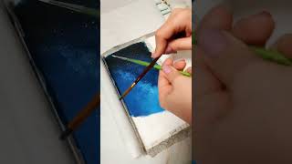 Winter ❄️ galaxy night sky | Acrylic painting #acrylicpainting #art #landscape