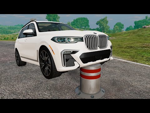 Cars vs Bollards - BeamNG Gameplay / MASSIVE Car Crashes