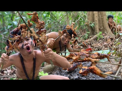 #51 Primitive Life Team SP - Grilled chicken wings, Very deliciously, In jungle.