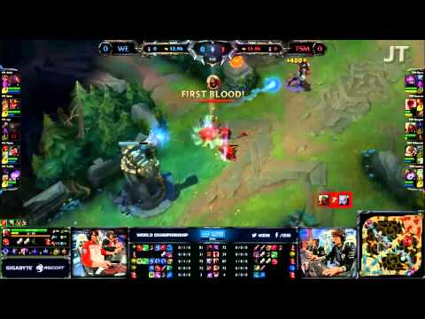TSM Bjergsen's Zed first blood vs WE xiye - League of Legends