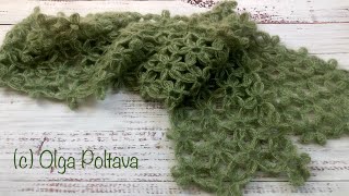 How to crochet fine and delicate mohair flower scarf