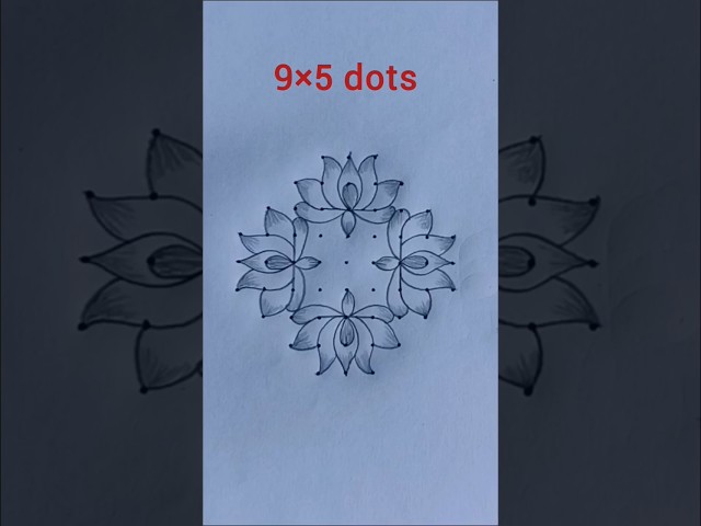 Easy lotus flower deisgn 5 dot kolam design by simple & easy rangoli - video 2