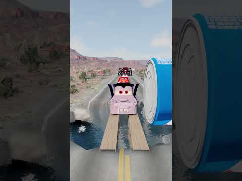 Pixar Cars Giant Pepsi Bollard River Crash - BeamNG Drive