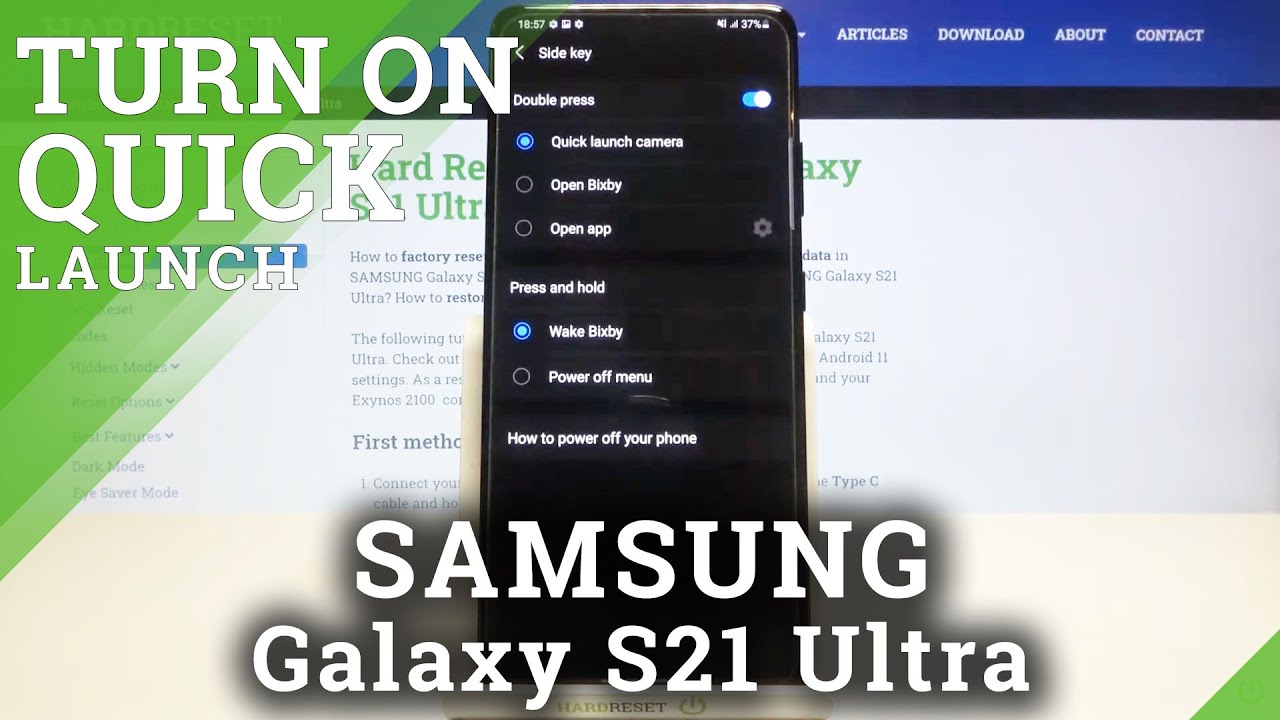 How to Turn On Double Press Feature Quick Launch on SAMSUNG Galaxy S21 Ultra- Activate Quick Launch