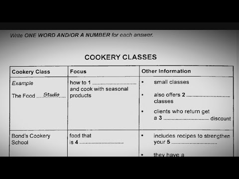 Cookery classes ielts listening | HD Audio | 720p