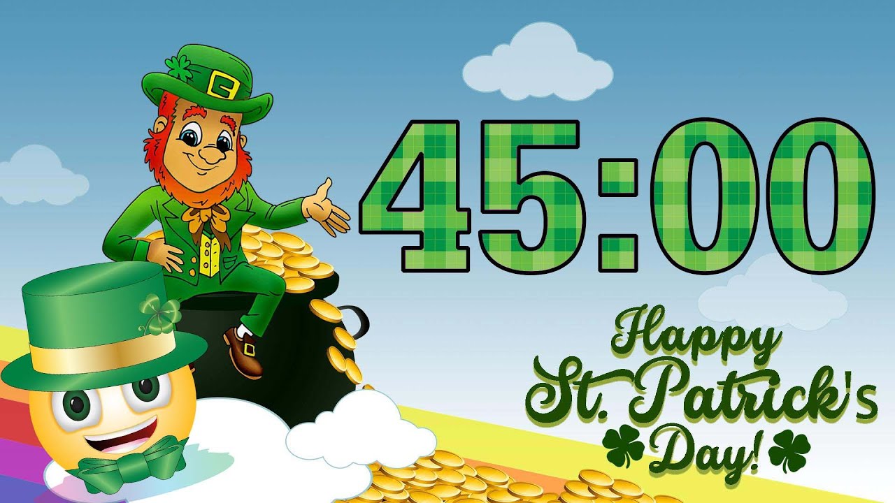 45 Minute 🍀 St. Patrick's Day 🍀 Countdown Timer - Irish Music Alarm 🎵