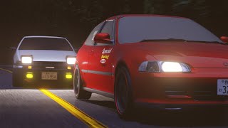 【頭文字D再現】Initial D AE86 vs EG6 in Blender 【Initial D × Blender】