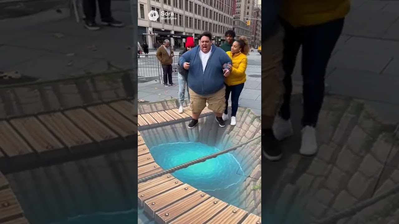 He Thought it Was REAL 😭 #funny  #hilarious #jokes #art #ai #painting #street #illusion #prank