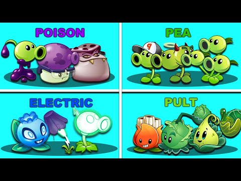 4 Team Plants POISON vs PEA vs PULT vs ELECTRIC - Who Will Win ? - PvZ 2 Team Plant vs Team Plant