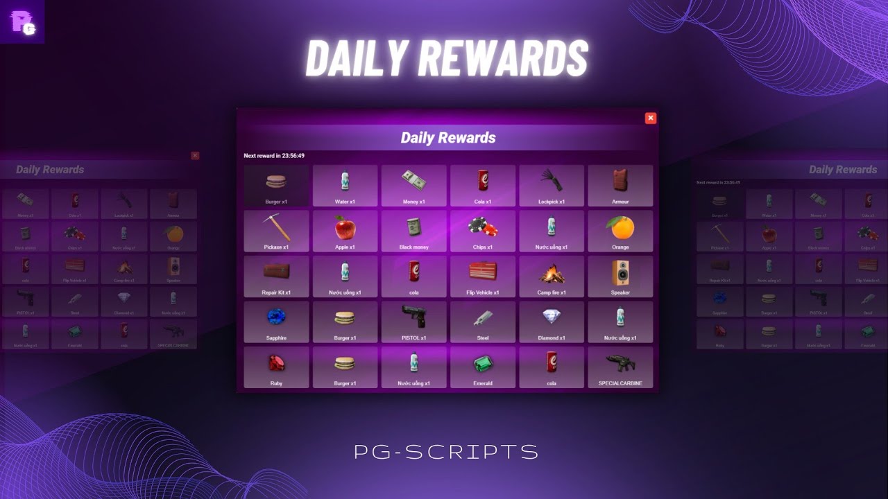 PG Scripts - Daily Rewards [ESX/QBCore] [PAID: 1$] | FiveM Script