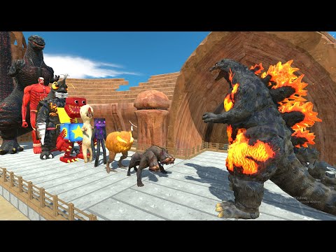 Godzilla Burning vs Shin Godzilla ARENA DEATH RUN - Animal Revolt Battle Simulator