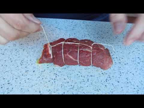 Roulade- Braten- Rollbraten- Krautwickel binden/wickeln/schnüren/Rouladen wickeln Wickeltechnik,