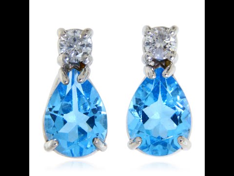 Cercei Aur 14 k Galben sau Alb Topaz Diamante Naturale - Stralucire Diafana
