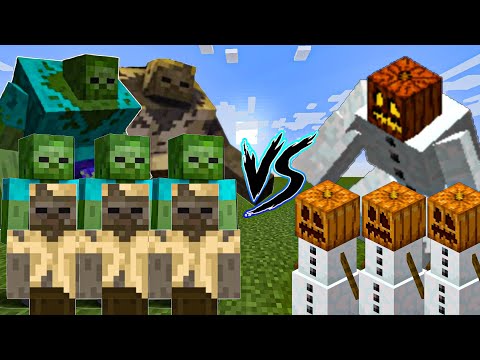 Minecraft Mutant Snow Golem Vs Mutant Husk And Mutant Zombie Battle