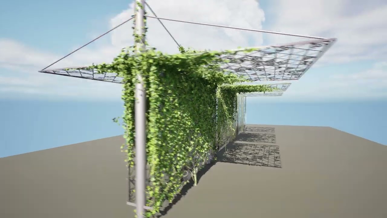 Outdoor Decor with Stylish Shades and Cascading Ivy Greenery 3D Model