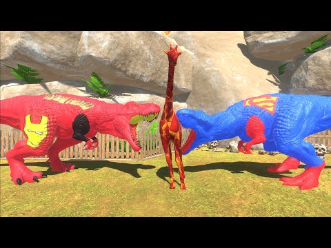 X2 Dinosaur T-rex Units Lava Giraffe Death Fall - Animal Revolt Battle Simulator ARBS