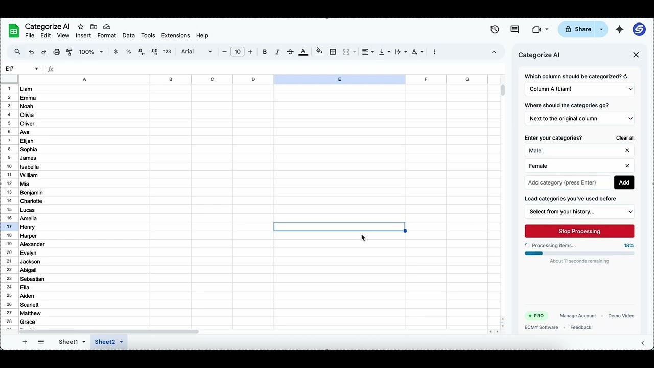 Categorize AI video preview