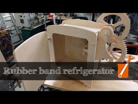 A refrigerator that works by stretching rubber bands