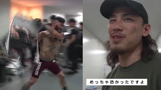 堀口恭司に秒殺KOされ控え室で暴れ狂うマッコールを見てビビる矢地祐介