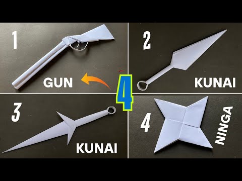 DIY | paper projects | making |Kunai minato| Ninja star| paper gun | how its made easy 