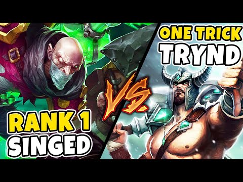 RANK 1 SINGED VS. TRYNDAMERE ONE TRICK! BATTLE OF THE SPLIT PUSHERS - League of Legends