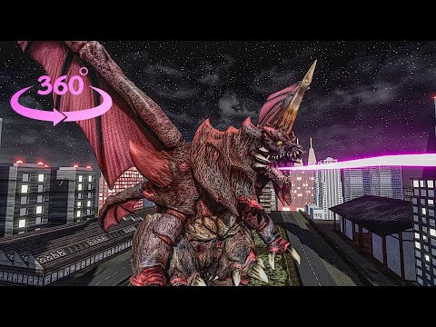 【VR 4K】 Godzilla vs Destoroyah in the night city!!