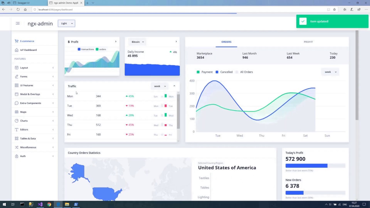 How to run Angular ngx-admin template with .NET Core backend