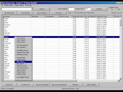 How to find the top selling Ebay products - 1 click - 300 keywords = Hot Keyword Spy