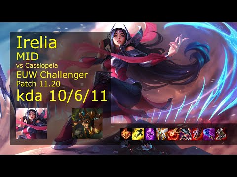 Irelia vs Cassiopeia Mid - EUW Challenger 10/6/11 Patch 11.20 Gameplay