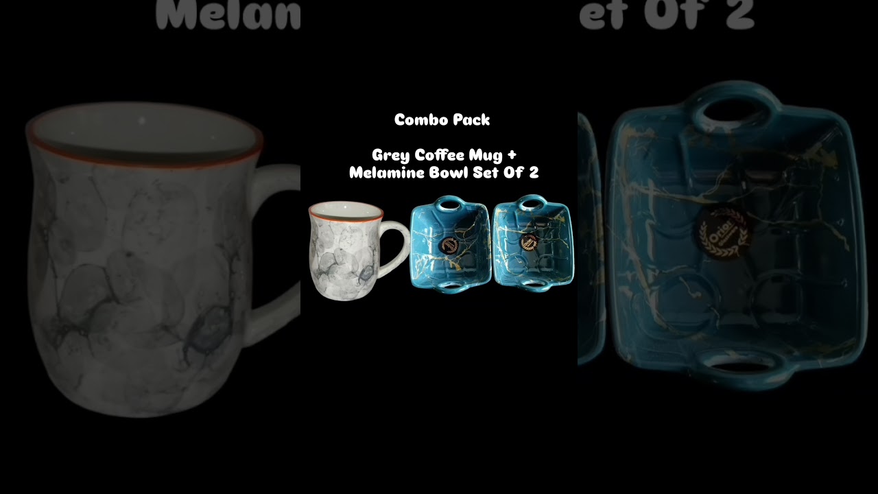 Combo Pack, Grey Coffee Mug + Melamine Bowl Set Of 2 for office, home and daily use. #mugs #bowl