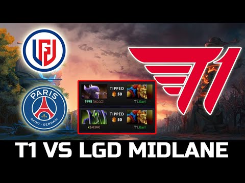 T1 VS PSG.LGD MID BATTLE - KARL VS NOTHINGTOSAY DOTA 2