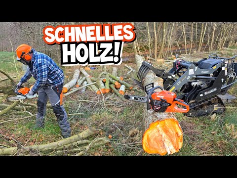 Ready, set, saw! | Making firewood with a compact loader | Mr. Moto