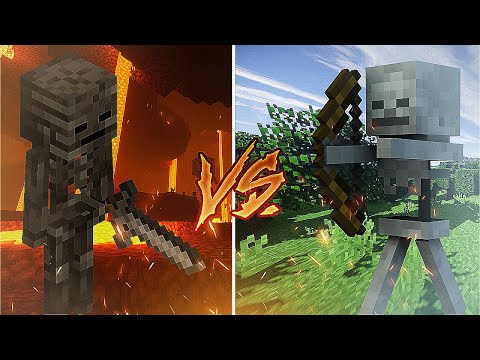 Wither Skeleton VS Skeleton 🔥| 1V1 | Minecraft Mob Comparison 1.19