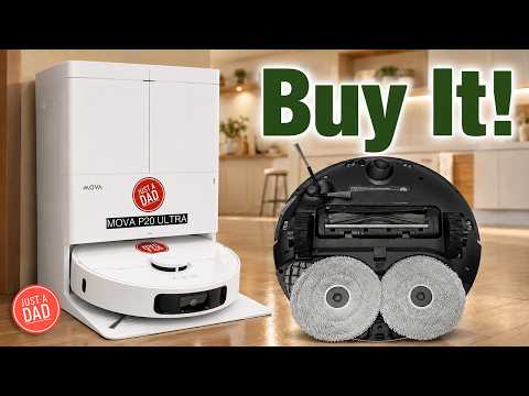MOVA P20 Ultra Robot Vacuum and Mop, 30,000Pa Suction, MopExtend Edge Cleaning, All-in-One Dock with 145°F Mop Auto-Drying, 100 Days Auto-Empty, Liftable Spinning Mop for Carpet, Hard Floors, Pet Hair video review thumbnail