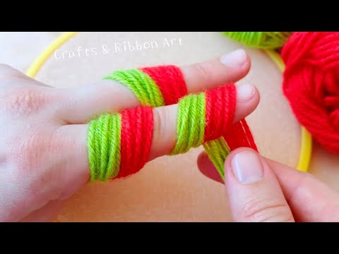 It's Amazing Idea !! Super Easy Woolen Flower Making Trick with Finger -DIY Beautiful Woolen Flowers