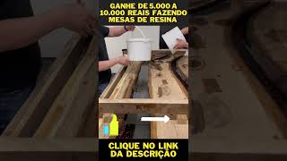 mesa resinada como fazer passo a passo mesa de madeira com resina epxi #shorts