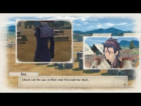 Valkyria Chronicles 4 Raz checking out a Navy "deck".