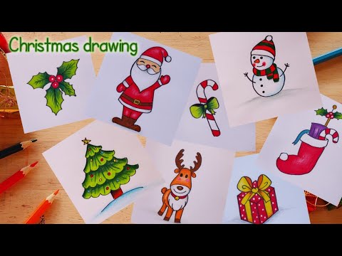 วาดรูปธีม วันคริสต์มาสการ์ตูน น่ารักๆง่ายๆ ⛄🎄🎉🎀 | How to draw simple Christmas/ Cute and Easy