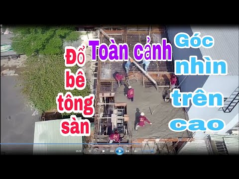 Toàn cảnh đổ bê tông sàn góc nhìn từ trên cao xuống. Chất lượng từ cốt thép và bê tông - AN LẠC VIỆT