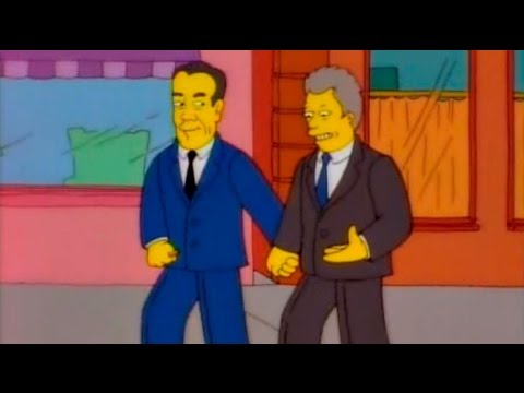The Simpsons - Bill Clinton and Bob Dole holding hands