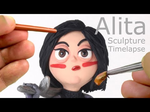 Alita: Battle Angel Sculpture Timelapse - hand sculpted, bust