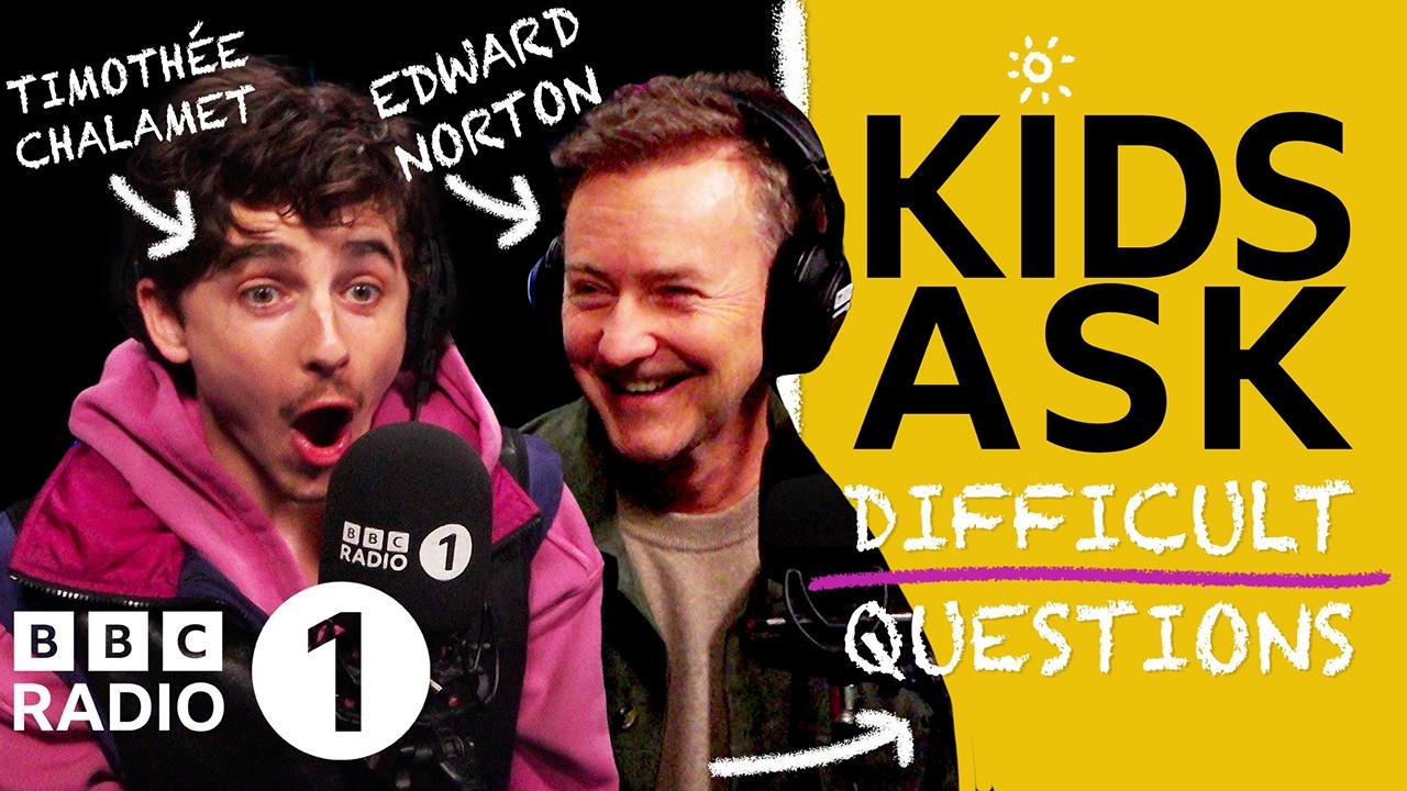"Who's the smelliest actor?" Timothée Chalamet and Edward Norton play Kids Ask Difficult Questions