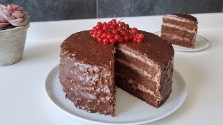 HAZIR ALMAYIN, EVDE YAPILACAK EN KOLAY DOĞUM GÜNÜ PASTASI😍 TAM ÖLÇÜLÜ ÇİKOLATALI YAŞ PASTA TARİFİ