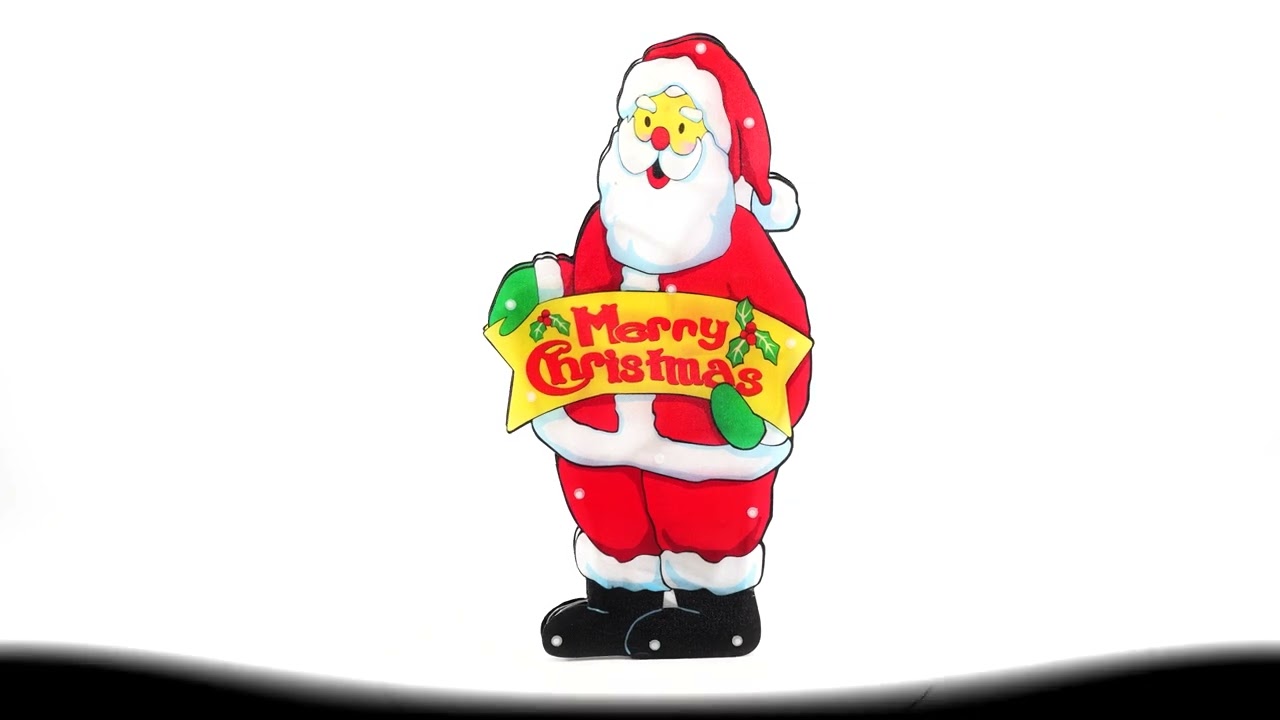 Santa Merry Xmas Sign Christmas LED Light Silhouette