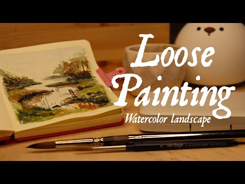 Loose watercolor painting | Landscape & Van Gogh Pocket Box