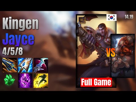 Kingen Top Jayce vs Gragas lol KR solo rank Full Game 14.19