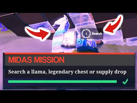Search a Llama, Legendary chest or Supply drop | Fortnite Midas Mission WEEK 9 Challenges