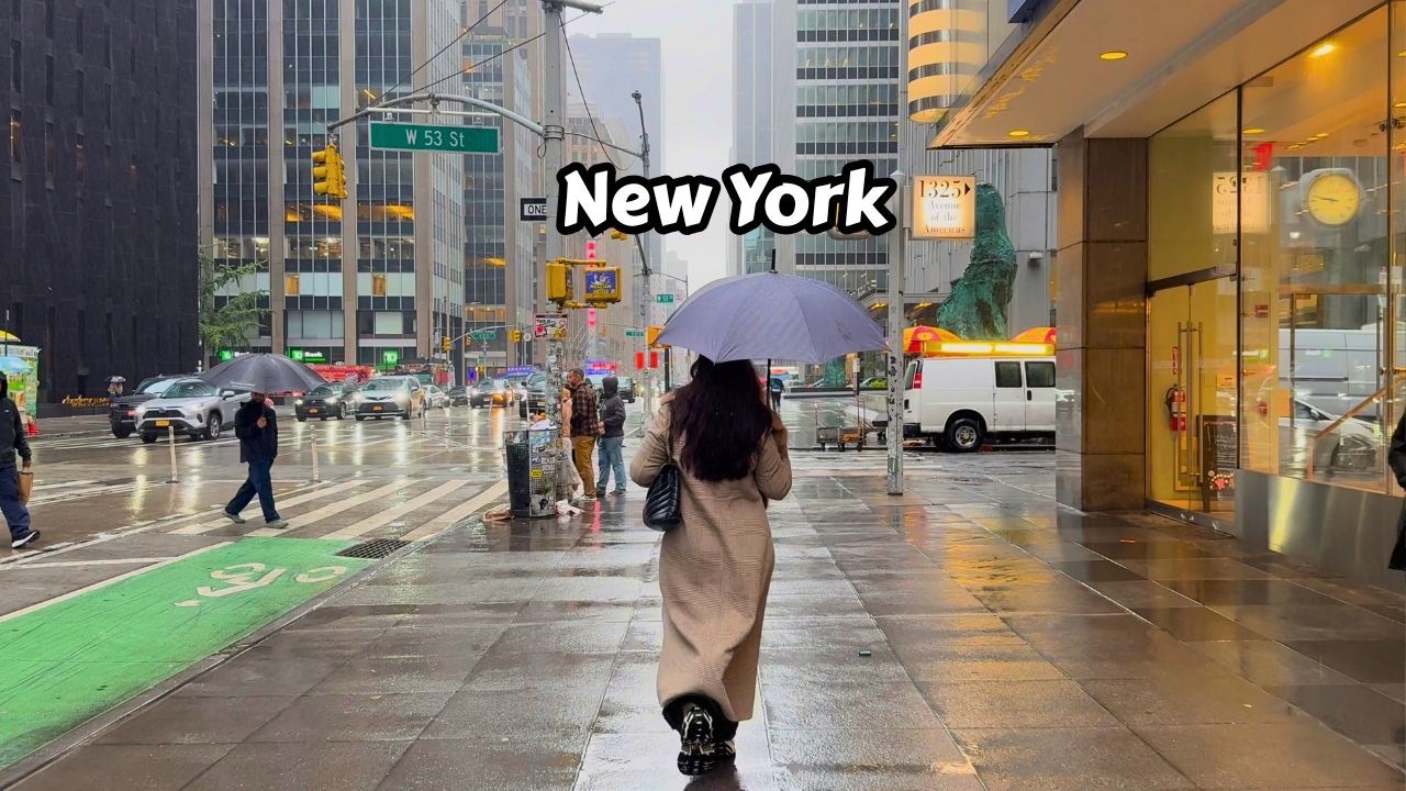 NYC in the Rain During a Nor’easter | Midtown Manhattan 4K Walking Tour