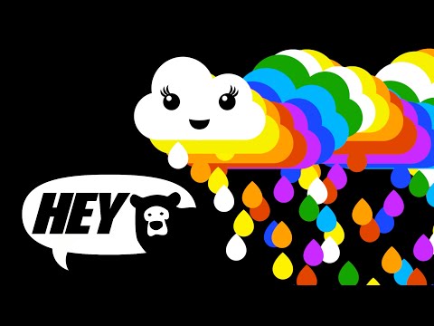 Hey Bear Sensory - Rainbow  Clouds - Fun Animation and Music